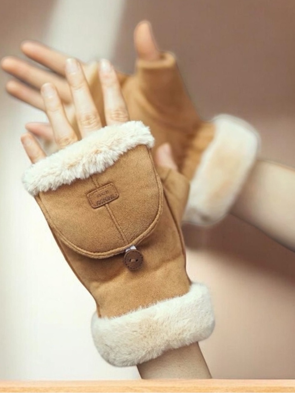 Convertible Fingerless Gloves - Tan
